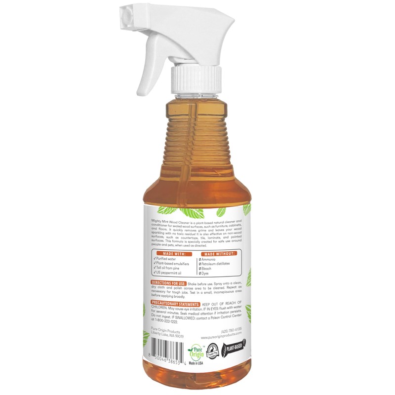 Mighty Mint Wood Cleaner and Conditioner, Non-Toxic, Spray Cleans and