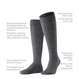 FALKE Herren Kniestrümpfe Teppich Im Schuh M KH Wolle lang einfarbig 1 Paar, Grau (Anthracite Melange 3080), 43-44