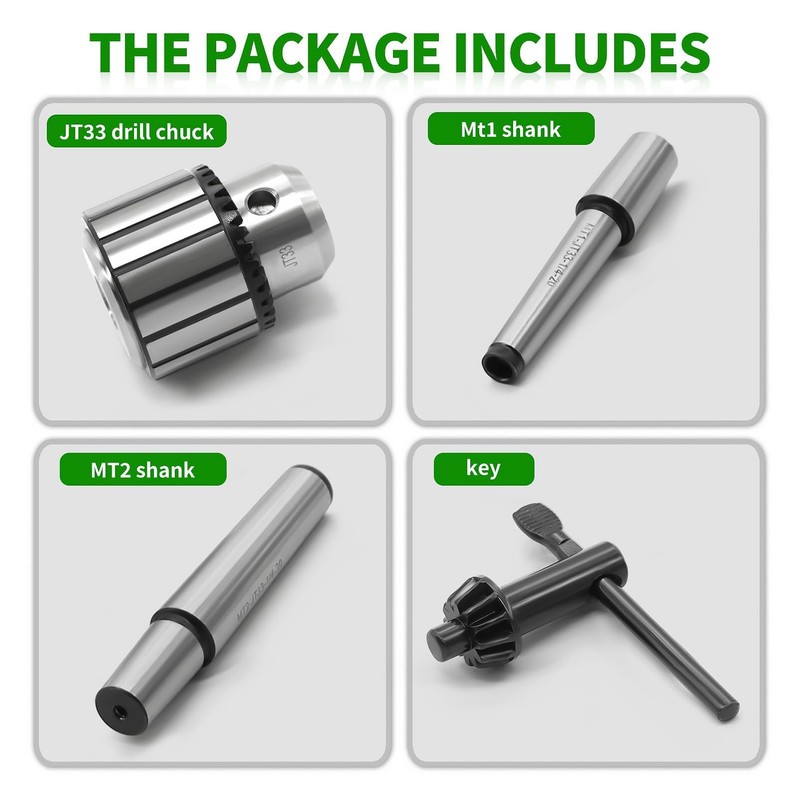 Yunnergo 1-32"-1/2" JT33 Drill Chuck MT1&MT2 Morse Taper Shank