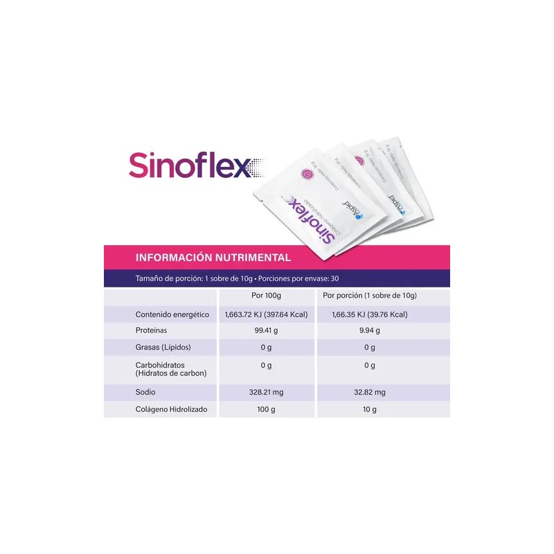 Sinoflex Colágeno Hidrolizado Con 30 Sobres De 10 g cada