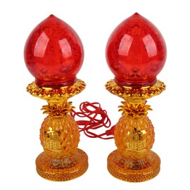 LED Lotus Lamp Faux Yellow Crystal Soft Warm LED Light Energy Saving Buddha Lamp for Home Buddha God of Wealth 10 Inch, Yellow, 1 Pair