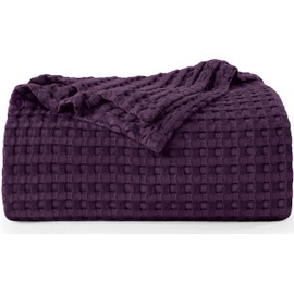 Utopia Bedding Cotton Waffle Blanket 300 GSM (Plum - 90x108 Inches) Soft Lightweight Breathable Bed Blanket King Size Layering Any Bed for All Season