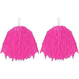 CHEERLEADER POMPOMS FANCY DRESS COSTUME ACCESSORY LIGHTWEIGHT POM POMS WITH GRIP HANDLES FOR KIDS & ADULTS. COLOUR: PINK