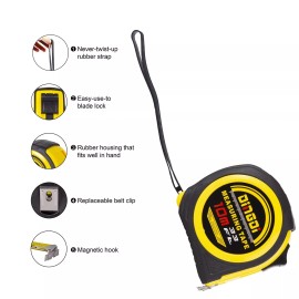 FICSTAR 33 Foot X 1 Inch Auto Locking Retractable Tape Measure Retractable Metric , New