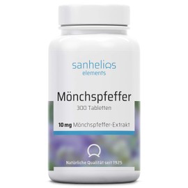 Sanhelios Chaste tree – High Dose – 300 Vegan Micro Tablets – 10 mg Pure Monk Pepper Extract per Tablet – Only Premium Ingredients – Easy to Swallow – Made & Tested in Germany