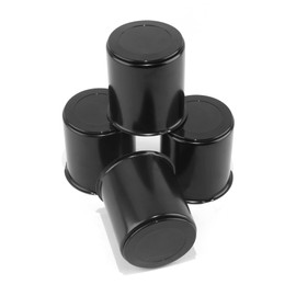 DewFlew 4Pcs 3.15" Push Through Wheel Center Caps Stainless Trailer Hub Cap with Removable Plug for Truck SUV RV Wheel Rim (Fit 3.15" Bore 3.46" H Matte Black)