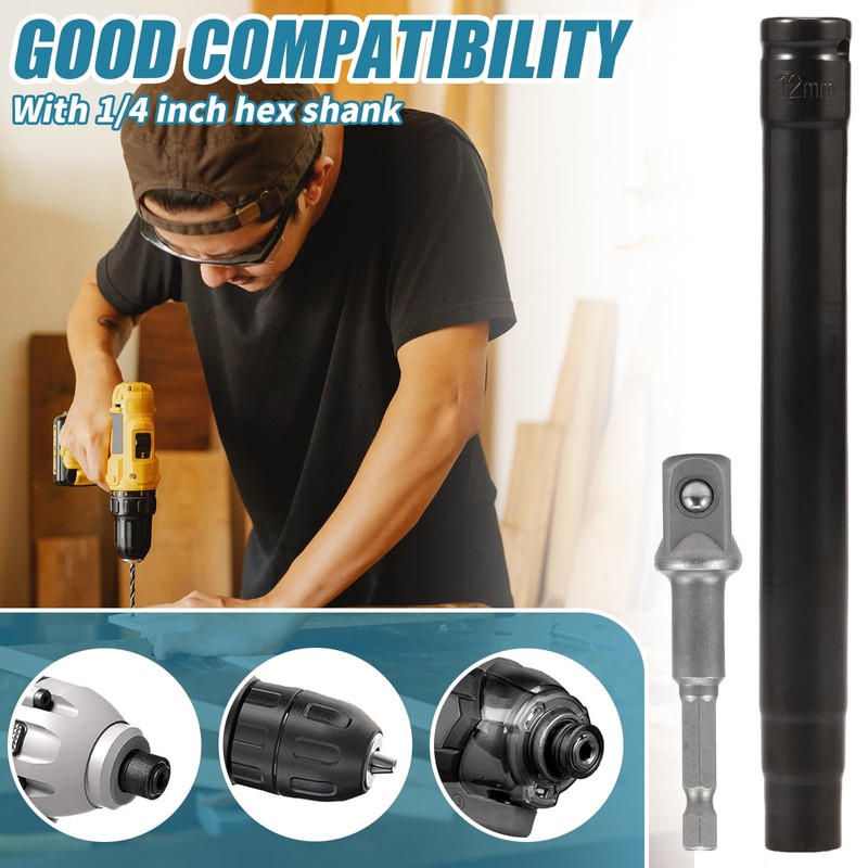 Nut Driver 9/16inch Nut Runner Hollow Socket with 1/2inch Connecting