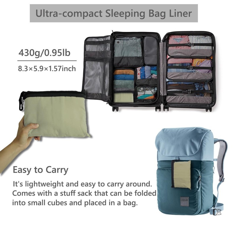 JIVELER Lightweight Inner Shruff, Zipper, Sleeping Bag Included, Storage Bag,