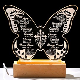 Ornalrist Christian Gifts for Women Inspirational Religious Bible Verses Inspirational Gifts for Her, Catholic Gifts for Mom Friend Sister Christian Crystal Keepsake with Warm LED Light Base