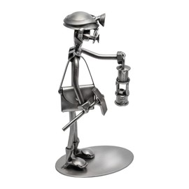 STEEMO Screw Man Mining Buddy Gift Metal Art Decorative Figure, Steel, Grey, 10 x 6 x 18 cm