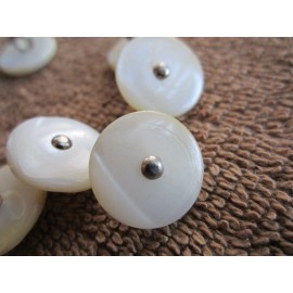 Unbranded 10 VINTAGE NOS MATCHING 5/8" MOTHER OF PEARL SHELL METAL SHANK STUDDED BUTTONS
