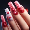 24Pcs Valentine's Day Press on Nail Long Coffin False Nails