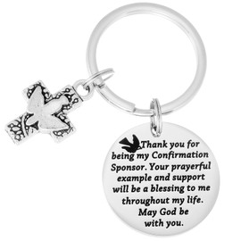 Kivosliviz Confirmation Sponsor Gifts Keychain Sponser Gift Appreciation Key Chain Thank You for Being My Confirmation Sponsors Keychain