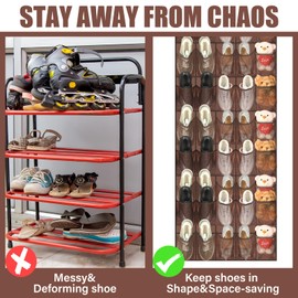 Windyun 40 Over the Door Shoe Organizer Large Breathable Mesh Pockets Hanging Shoe Rack for Closet Brown Behind Door Hanger Storage Holder Nonslip Hooks for Women Men Entryway Bedroom Utility Room