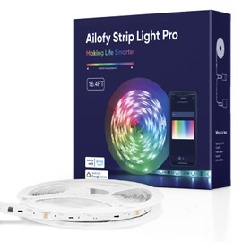 Ailofy Smart LED Strip Lights Pro 16.4ft, 16M Colors Changing, Multi-Scenes, App Control, Work with Alexa/Google Assistant, Dimmable, Sync Music, WiFi Strips Bedroom, Home Party, Multicolor (AILSPR)