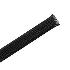 10ft-1/4inch PET Expandable Braided Sleeving Wire Loom Cable Sleeves Automotive Wire Sleeve Cable Management Wrap Wire Protector Tubing Desk Wire Organizer for Home, Office, Audio HDMI Cable, Black