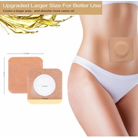 VonTeok 12Pcs Hypoallergenic Castor Oil Pack Wrap for Belly Button, 3.2 x 3.2 Inches, Disposable, Self-Adhesive