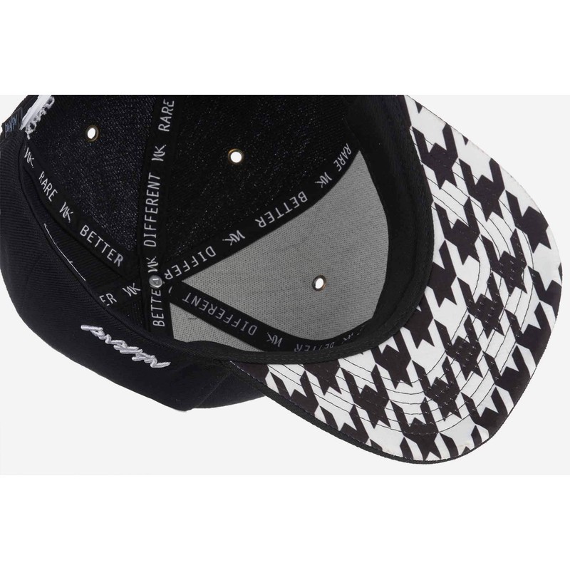 Nebelkind Snapback Cap Black Houndstooth Size Adjustable Unisex One Size