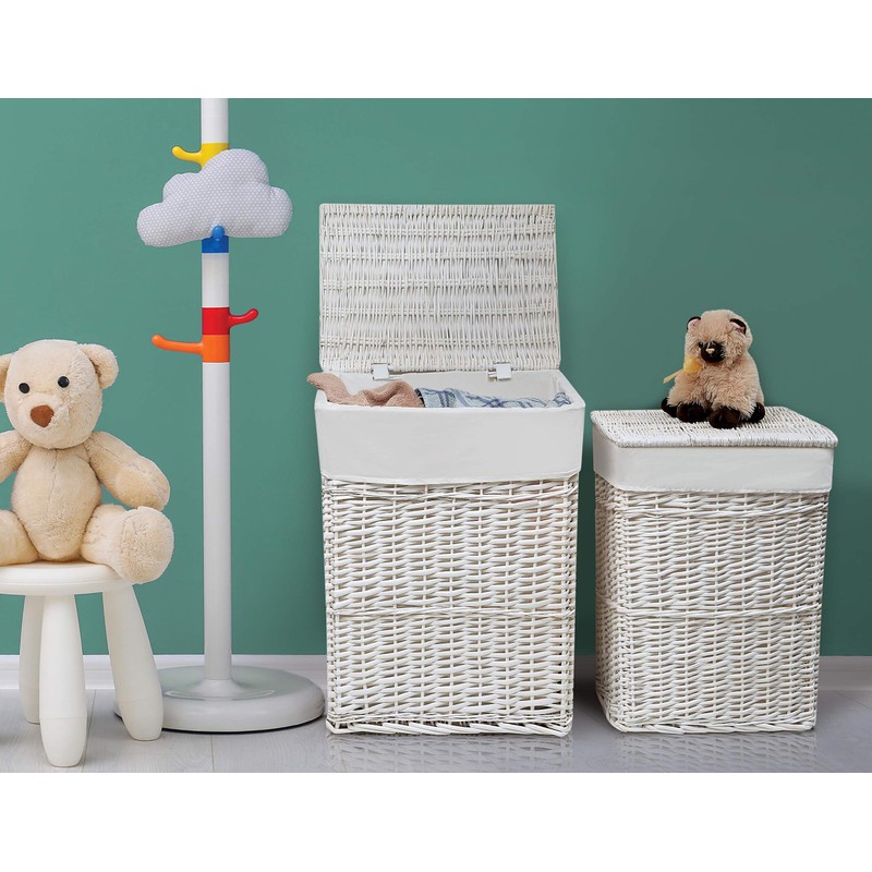 Badger Basket Wicker Nursery Laundry Hampers with Removable Liners and