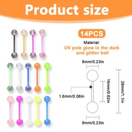 WUSJCOF 14er Zungenpiercing und Brustwarzenpiercing Ersatzkugel Chirurgenstahl