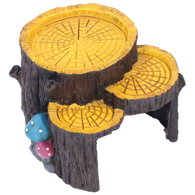Resin Mini Stump Shape Hiding Hole Wooden Cave Artificial Aquarium
