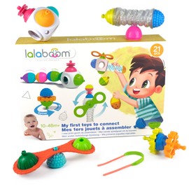 Lalaboom 21 Piece Pop Bead Activity Set – Dishwasher Safe - Ages 10 Months+ - BL600