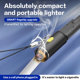 YAODHAOD Electric Lighter USB C, Windproof Flameless Lighter,Type C Mini Portable Electric Lighter Suitable for USB Type C Device Chargers, Power Banks（2PCS） (Black)