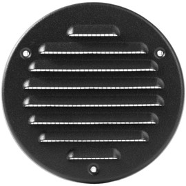 Vent Systems - 4 Inch (Inner) Pack of 2 Black Metal Round Soffit Air Vent Grille Cover, Register air Vent Deflector, Louver - Built-in Mesh - HVAC for Bathroom, Home Office, Kitchen 5 Inch (Outer)