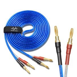Single/Individual Sale 【Banana Plug Ready】By 【WYVERN AUDIO】 24k Gold-Plated Pure Copper Plug Speaker Cable Completed Item Soldered Blue (5m)