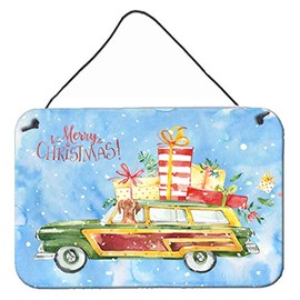 Caroline's Treasures Merry Christmas Vizsla Door Hanging Prints Wall-Decor, Multicolor