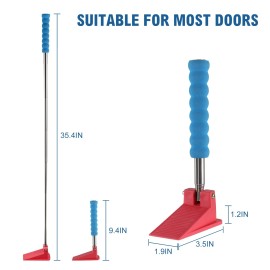 Remedic Long Handle Door Stopper Wedge - Set of 2 - Heavy-Duty Adjustable Non-Slip