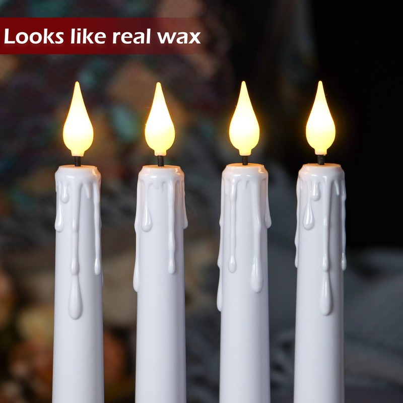 FREEPOWER 6PCS Rechargeable LED Flameless Taper Candles with Remote Timer,Battery