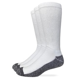 Carolina Ultimate Non Binding Cotton Work/Casual Crew 3 Pair, White, Large, 10-13