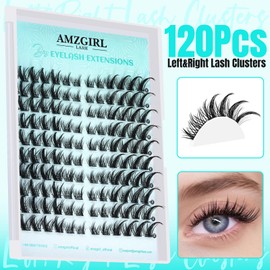 Lash Clusters Kit,120Pcs DIY Individual Eyelash Cluster,Bond and Seal Waterproof for Eyelashes Extensions,Applicator Tool For False Eyelash Extension(10Pairs,C-T004|Set)