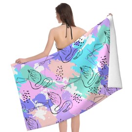 VANZEV Flamingo Beach Towel Fashion Tropics Funny Microfiber Sand Free Towels for Adult Kids Quick Dry Ultra Absorbent Super Soft Pool Travel Swim Bath Shower Towel Gifts 52” x 32”