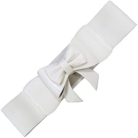 Banned Women's Stretch Faux Leather Waist Belt Bow Play It Right Dress Belt Red/White/Black/Purple/Blue 7 cm Wide