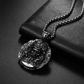 OIDEA Men's Necklace with Pendant Stainless Steel Gothic Skull Scorpion Chain Biker Skull Angel Wings Punk Rock Skull Boxing Glove Jewellery Gift for Men Gold Silver Black, Stainless Steel