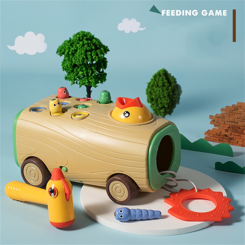 Bird Feeding Toy Toddler Funny Woodpecker Catching Worms Game Educational