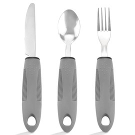 Adaptive Utensils Set for Seniors - 3Pcs Weighted Silverware for Hand Tremors, Arthritis, and Parkinson’s - Easy Grip Handles for Enhanced Stability - Dishwasher Safe