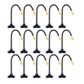 15 Pcs Brass Misting Nozzles Tee with 8inch Built in Hose, 360° Rotation Adjustable Water Mister Nozzle Thread Sprayer for Garden Watering System