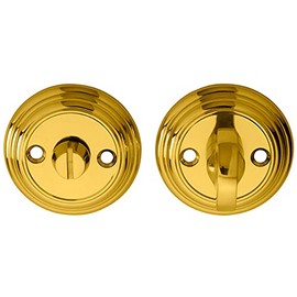 Bathroom Thumbturn and Release Handle - Reeded Design - 55mm Dia- Polished Brass | Locking Thumb Turn and Release Handle - Screwless Rose - for Use with Lever on Rose Door Handles