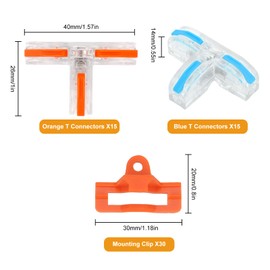 Linkstyle 30PCS Lever Nuts 3 Wire Connectors, Push in T Tap Connectors with 30pcs Mount Bases for AWG 28-12