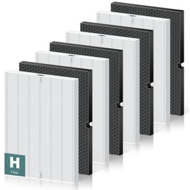 116130 Replacement Filter H for Winix 5500-2 AM80 Plasmawave Air Purifier, Middle Main Filter and Activated Carbon Filter Combo Pack, 4 Set