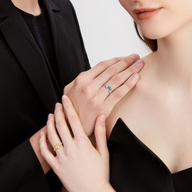 Hernin Sun Rings Moon Rings Jewellery Dupes Rings for Couples Sun Gold Rings and Moon Silver Rings Gold Women's Rings Sun Moon Ring Adjustable Open Promise Matching Rings Women, Zinc