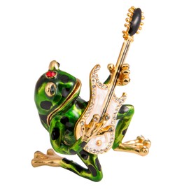 QIFU Hand Painted Enameled Frog Style Decorative Enamel Trinket Box Hinged