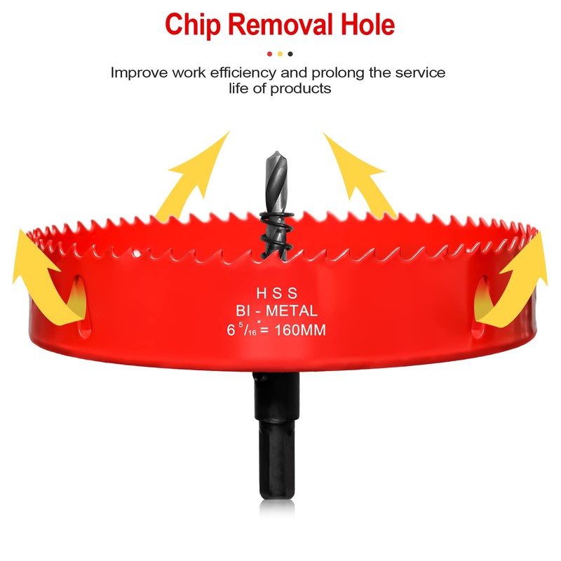 Hole Saw 6 1/4” (159mm) for Woold, HSS Bi-Metal Hole