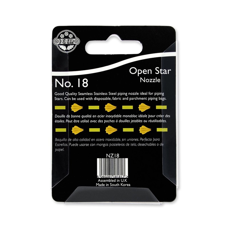 JEM Open Star Piping Nozzle, Decorating Tip, no. 18