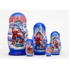 Made in Russia Emelya and The Magic Pike Nesting Doll 5pc./6" aka “The Will of The Pike” Russian Tale Matryoshka Collectible Babushka Russian Doll 100% Guaranteed!