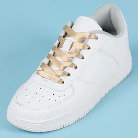 uxcell Satin Ribbon Shoelaces Solid Color 1cm Wide Shoestrings Flat Shoe Laces for Sneakers 2 Pairs 100cm/39.4" Khaki