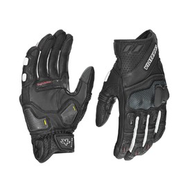 ViaTerra Shifter Short Leather Motorcycle Riding Gloves | Knox SPS for Scaphoid Protection | CE Level 2 Knuckle Protection (Large)